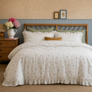 wildflower garden floral bedding blue wainscoting bedroom