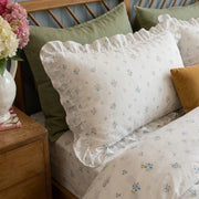 wildflower garden ruffle trim pillowcase close up