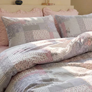 wildflower patchwork bedding set matching pillow shams top view