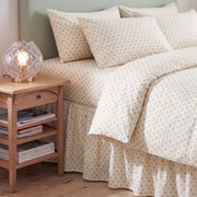 wildflower posy bed skirt cream floral wooden nightstand lamp