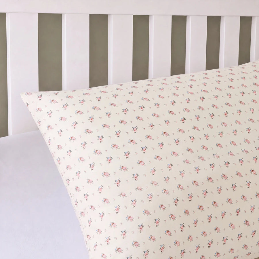wildflower posy pillowcases cream yellow ditsy floral pillowcase detail