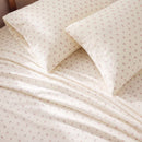 wildflower posy sheet set cream yellow ditsy floral fabric closeup