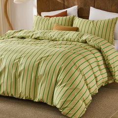 yellow-green pinstripe bedding sets