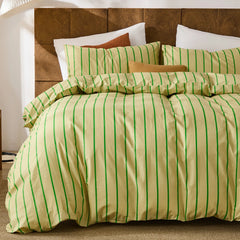 yellow-green pinstripe comforter set king size