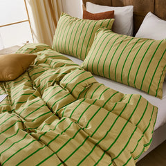 yellow-green pinstripe comforter sets