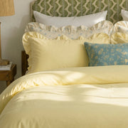 yellow ruffle trim pillow shams french country style