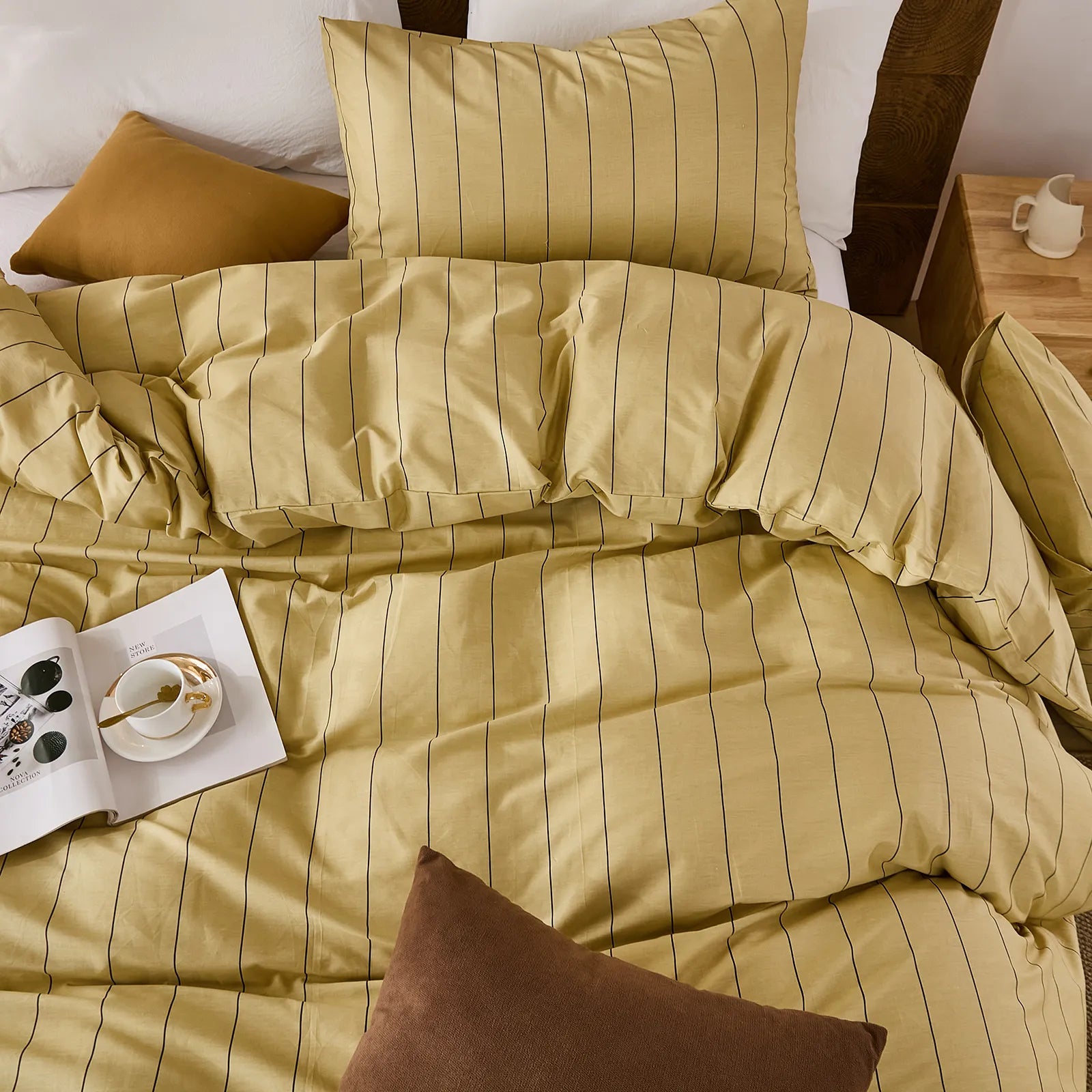 yellow and black pinstripe bedding set king size